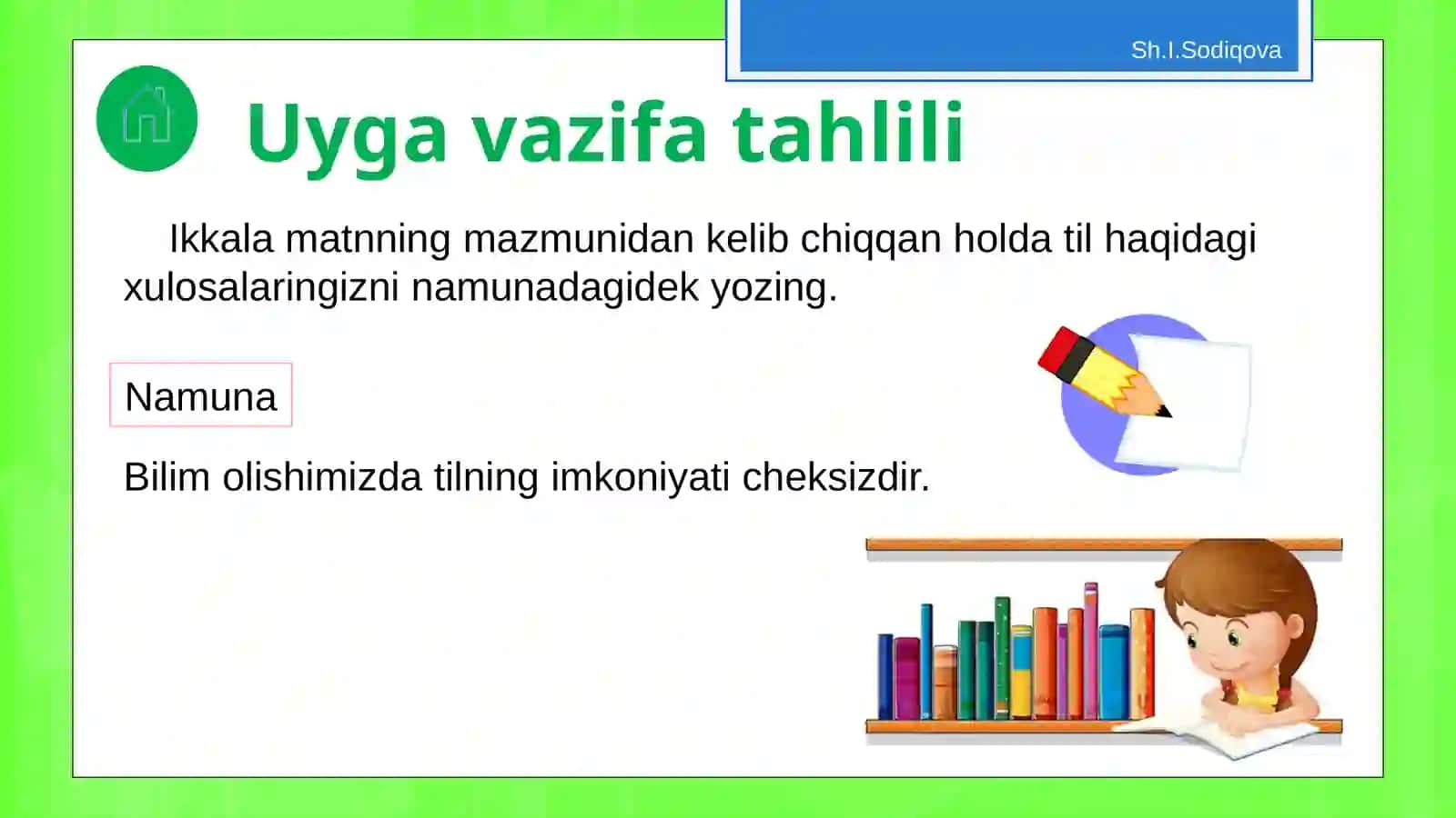6-sinf Ona tili fanidan Suhbat, matn ustida ishlash, so'zlarni tahlil qilish dars 2