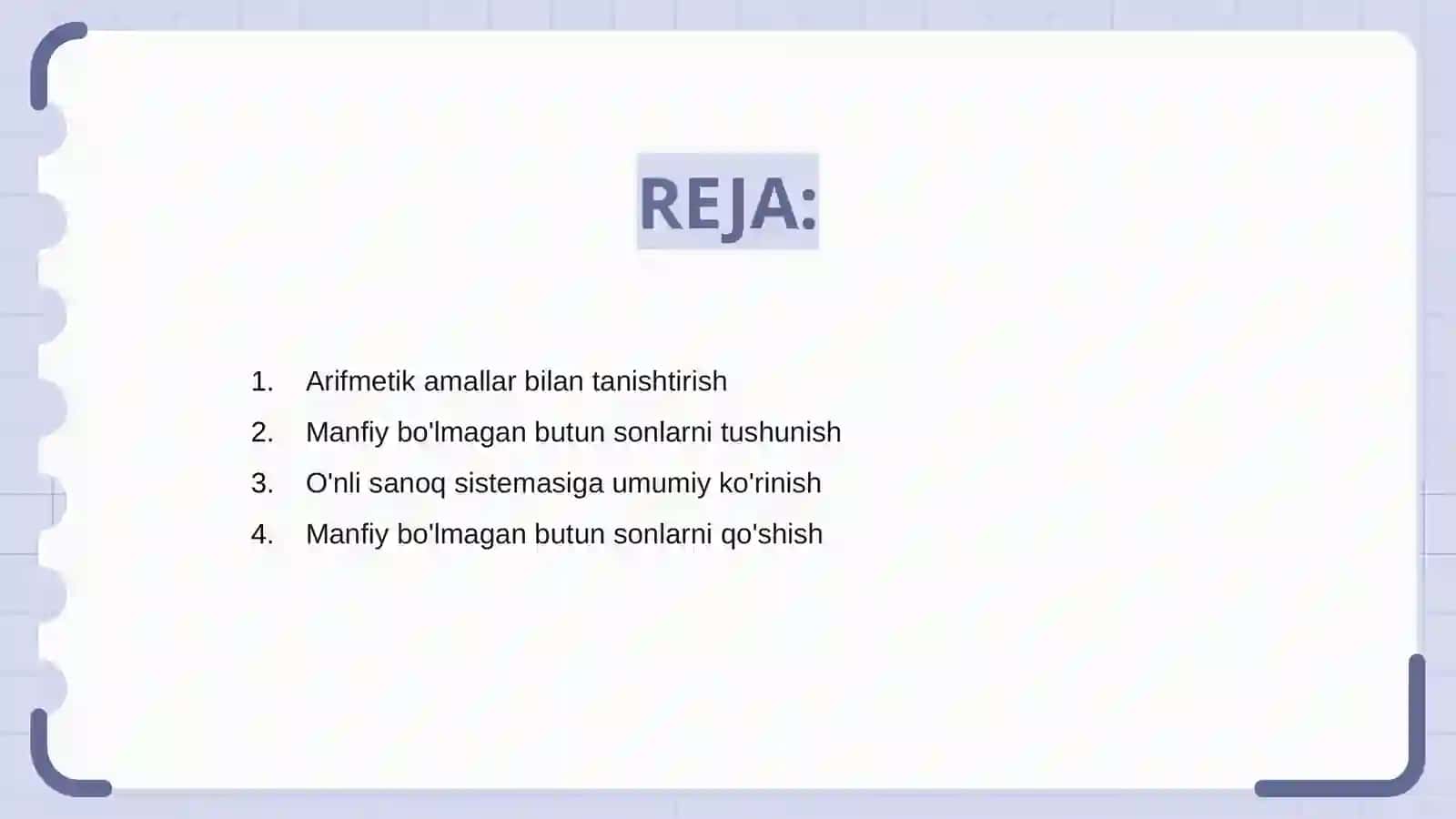 O‘nli sanoq sistemasidagi nomanfiy butun sonlari arifmetik amallarining algoritmi 2