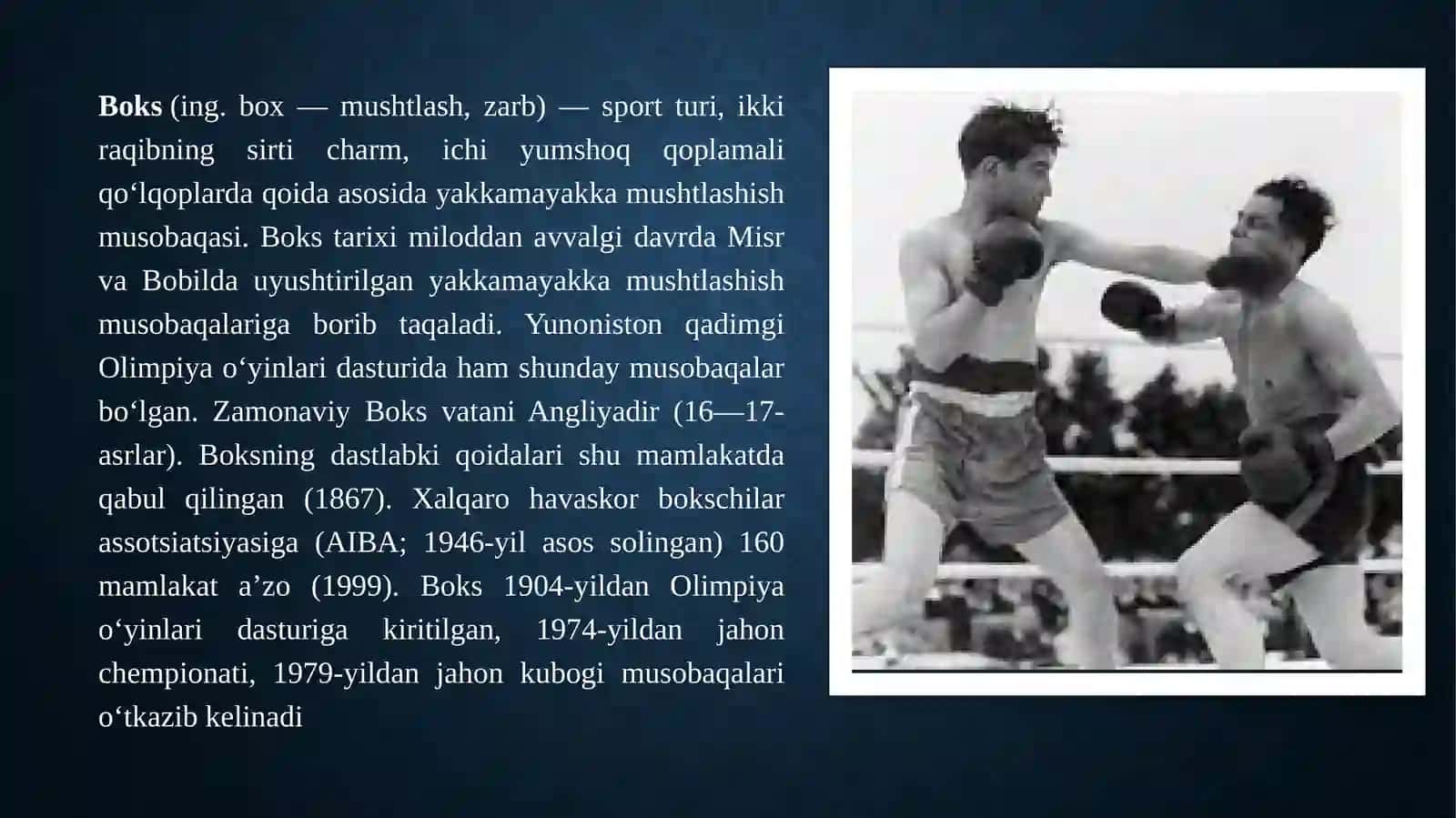 Jismoniy tarbiya va olimpiya tarixi fanidan sportning boks turidan mustaqil ish 2