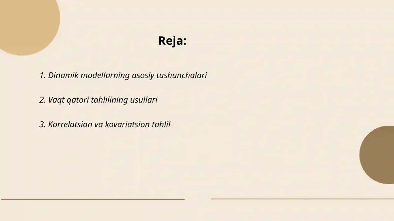 Dinamikani stastik oʻrganish usullari 2