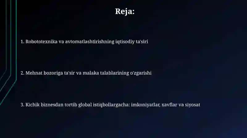 Robototexnika va avtomatlashtirishning iqtisodiyotga ta’siri 2