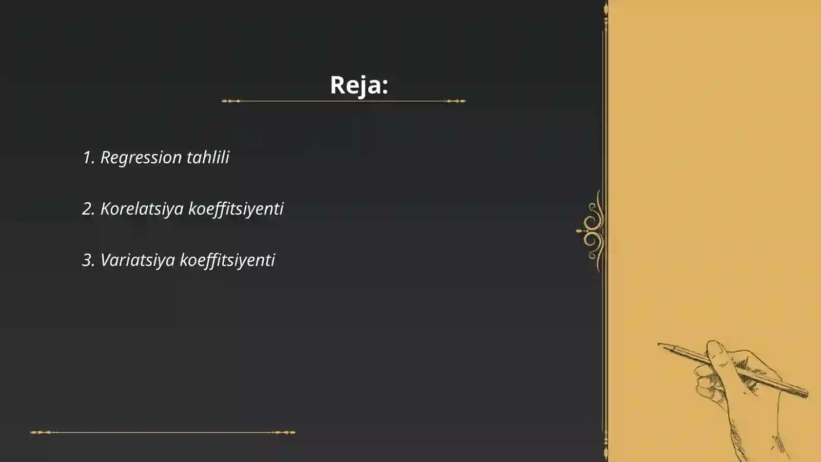 Sistemaning koeffitsiyentlarini hisoblash 2