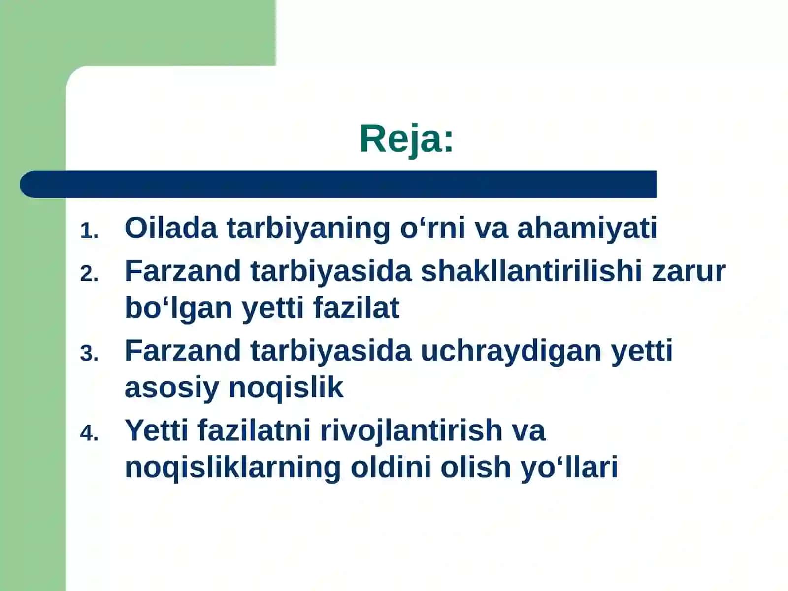 Yettifazilat va yettinoqislik oilada farzand tarbiyasi 2
