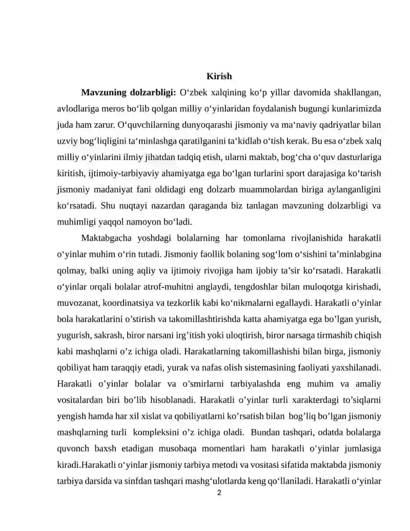 Maktabgacha Yoshdagi Bolalar Rivojlanishida O'zbek Xalq Milliy O'yinlaridan Foydalanish 2