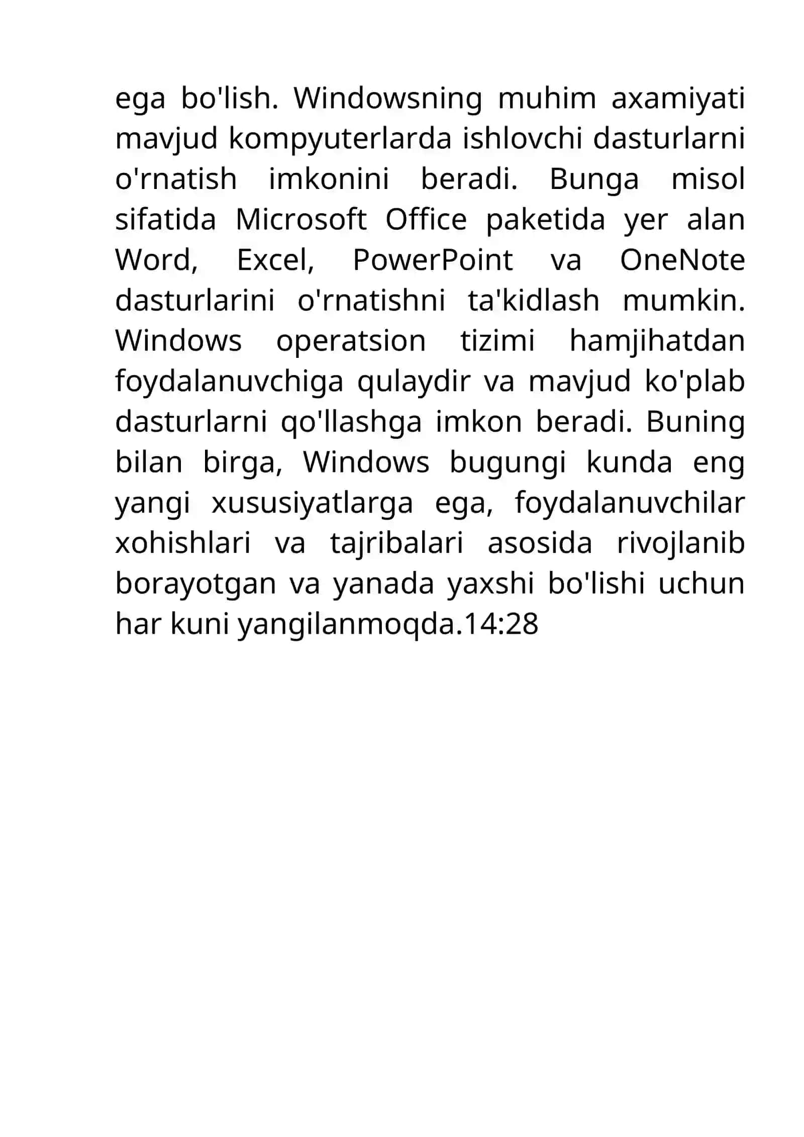 Windowa operatsion tizimi va uning axamiyati 2