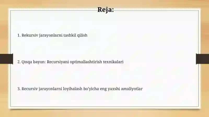 Rekursiv jarayonlarni tashkil etish 2