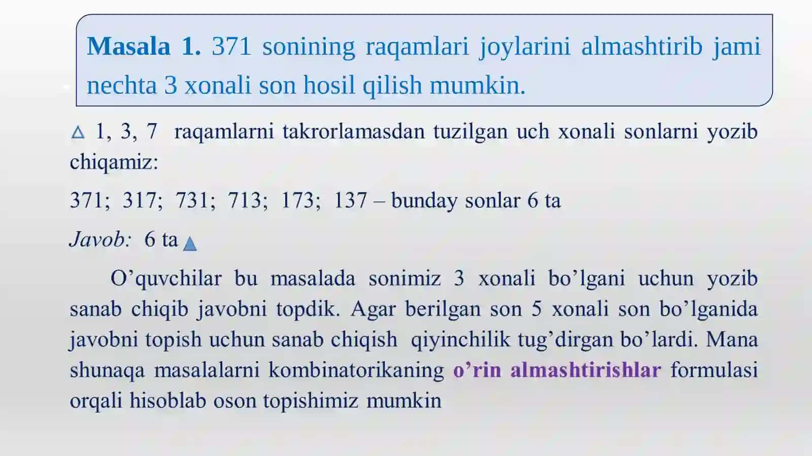 Algebra fanidan 7-sinf uchun ochiq dars ishlashmasi 2
