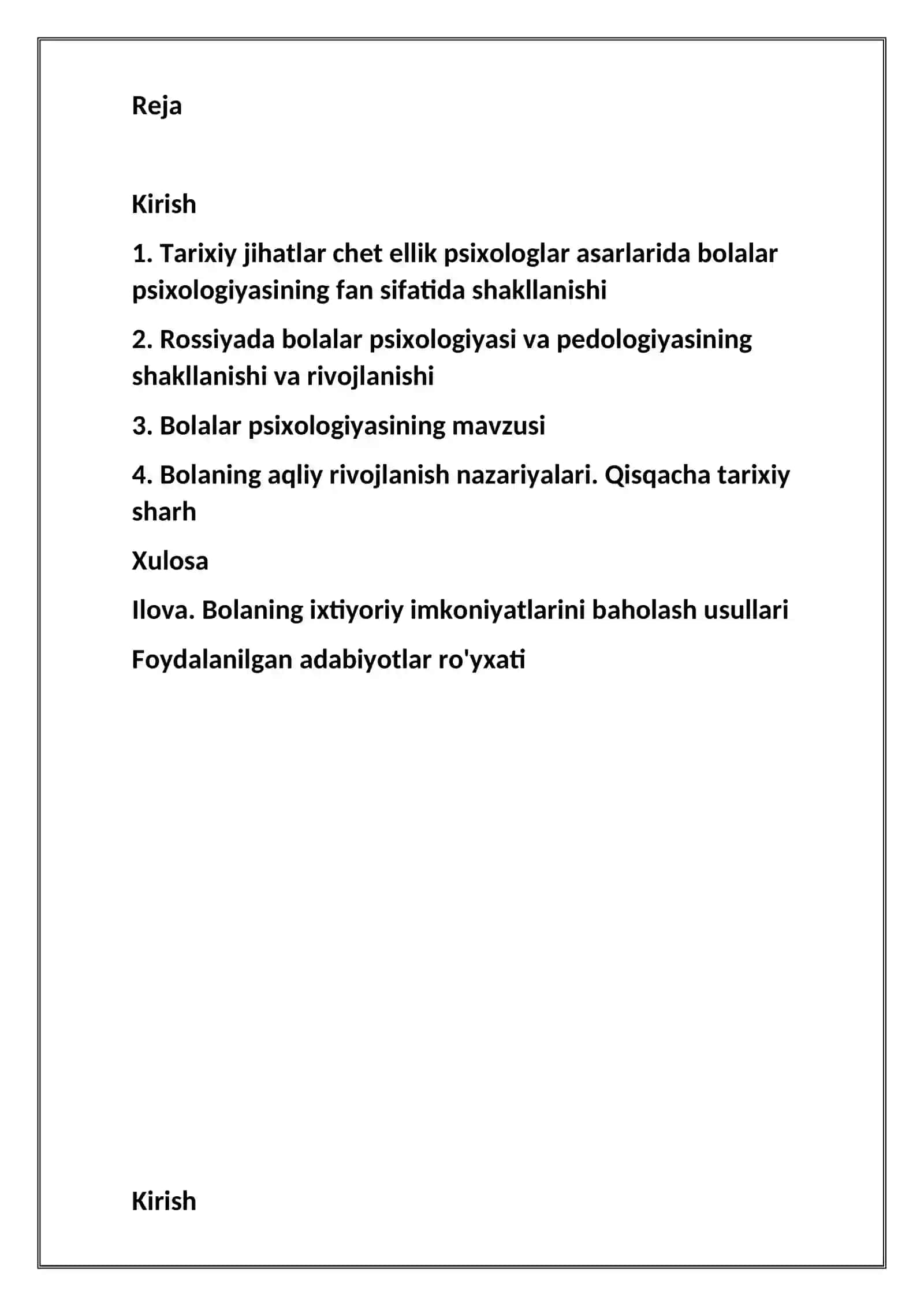 Bolalar psixologiyasi va psixodiagnostikasi fanining rivojlanish tarixi 2