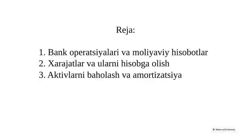 Bankning ichki operastiyalari, daromadlar va xarajatlari, ularni hisobga olinishi va rasmiylashtirilishi 2