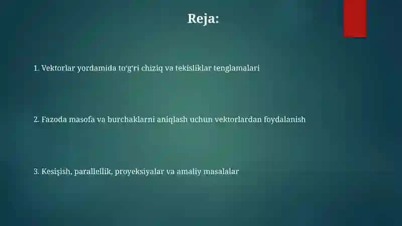 Vektorlar va geometriya 2