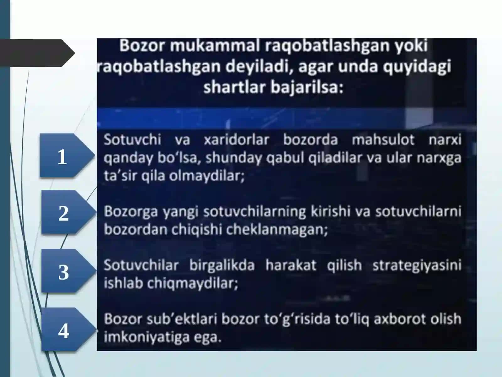 Mukammal raqobatlashgan bozorda firmalarning harakti 2