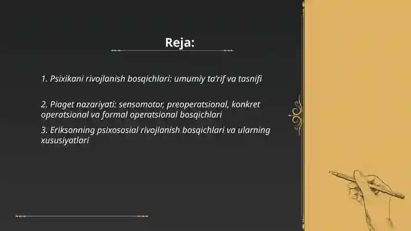 Psixikani rivojlanish bosqichlari 2