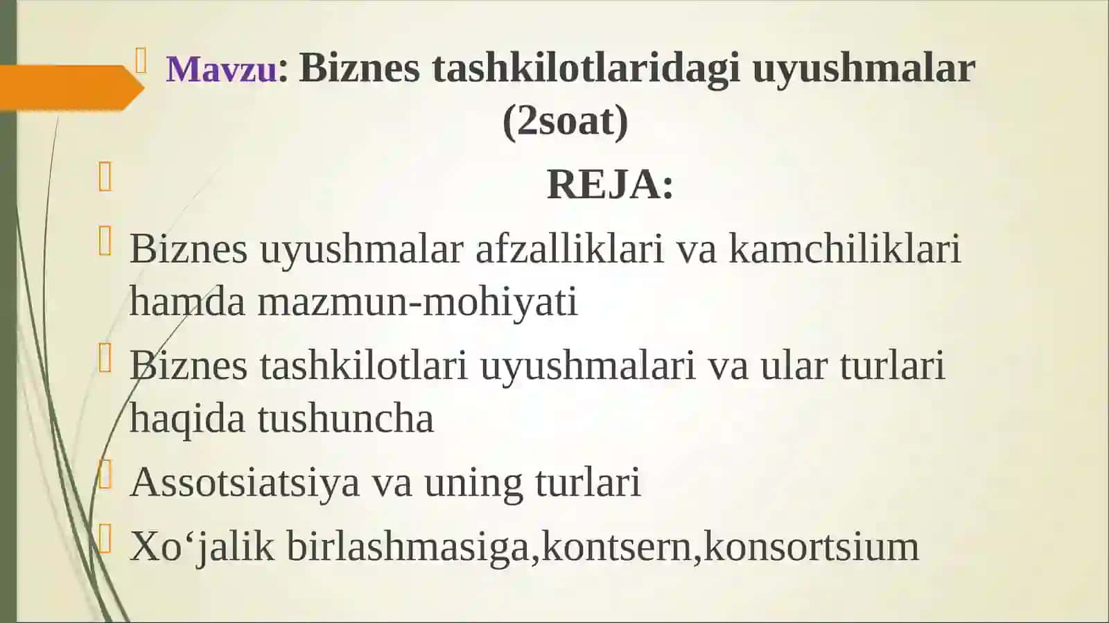 BIZNES TASHKILOTLARIDAGI UYUSHMALAR SIDAGI TAQDIMOT MATERIALLARI 2