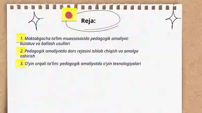 Pedagogika-Psixologiya Yo'nalishida Maktabgacha Ta’lim Muasasasida Pedagogik Amaliyot Toʻlaganova Dildora 2