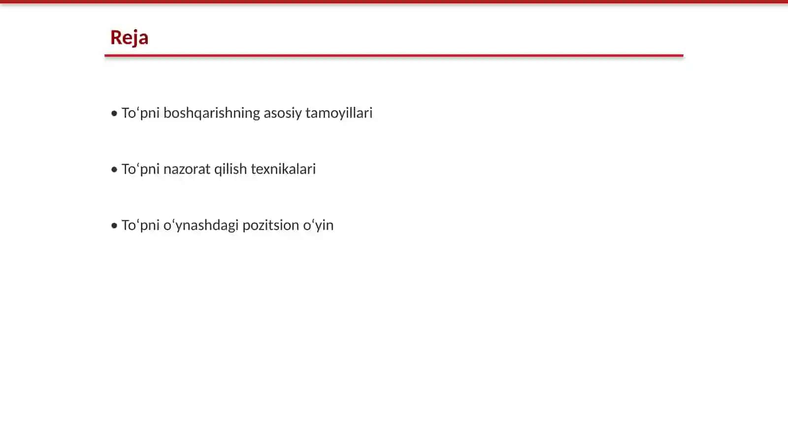 Toʻpni boshqarish texnikasini oʻrgatish 2