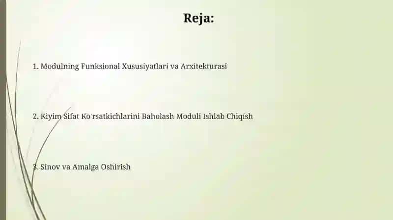 Kiyim Sifati Ko'rsatkichlarini Baholash Moduli 2