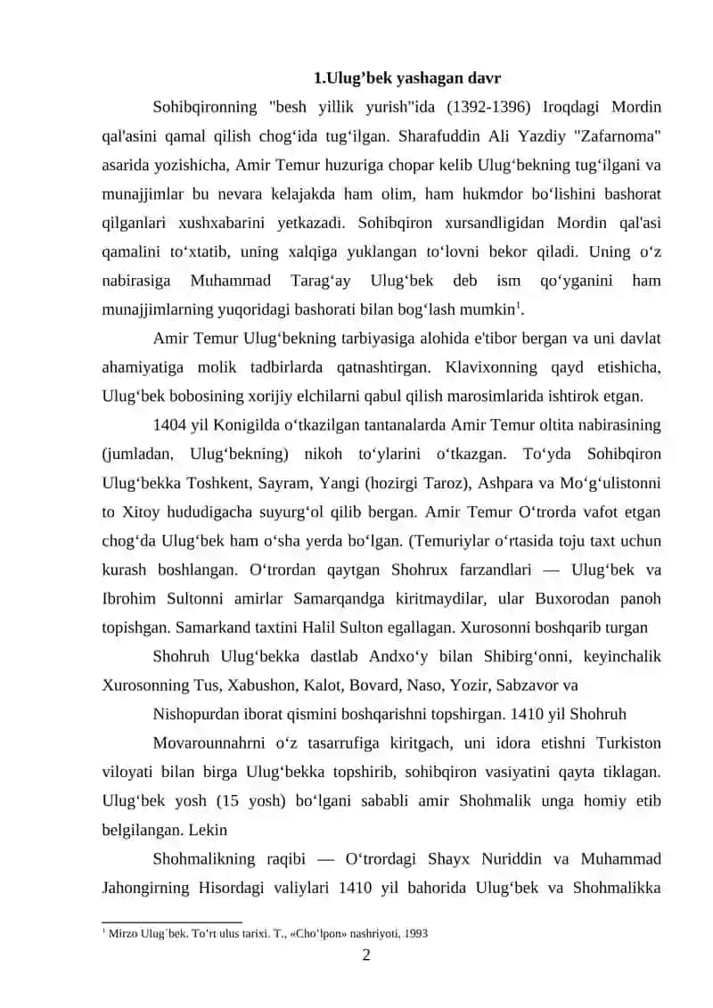 ULUG’BEK AKADEMIYASI VA UNING JAHON TARIXIDA TUTGAN O’RNI 2