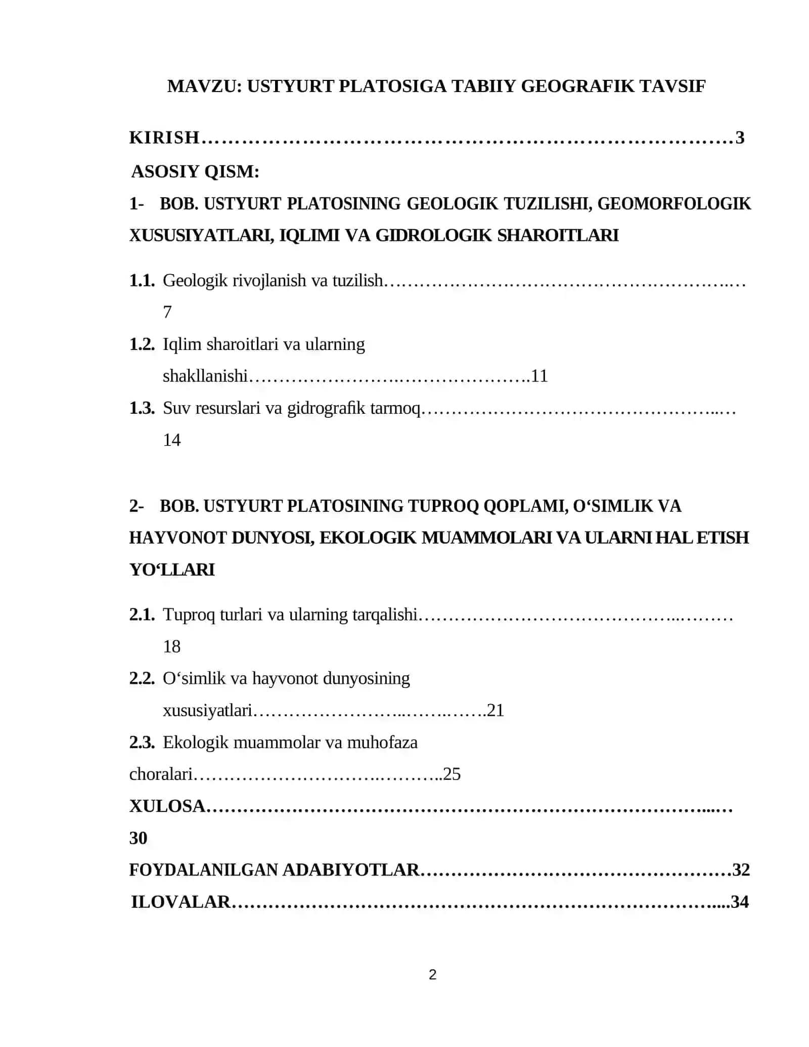 Ustyurt platosiga tabiiy geografik tavsif 2