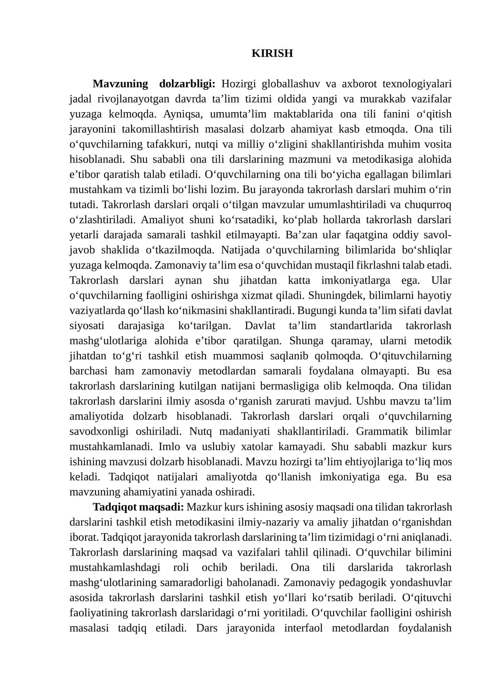 Ona tilidan takrorlash darslarini tashkil etish metodikasi 2