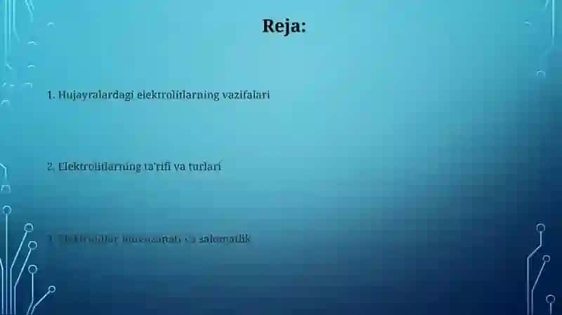 Hujayralardagi elektrolitlarning vazifalari 2