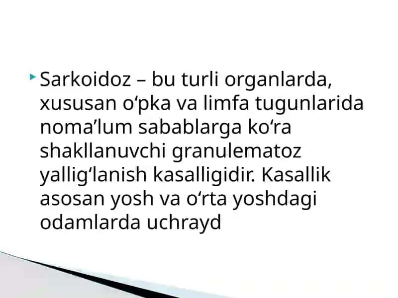 Sarkoidoz va fibrozlanuvchi alveolit 2