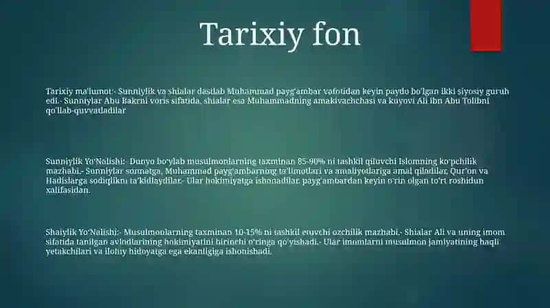 Sunniylik Va Shaiylik YoʻNalishlarining Paydo BoʻLishi 2