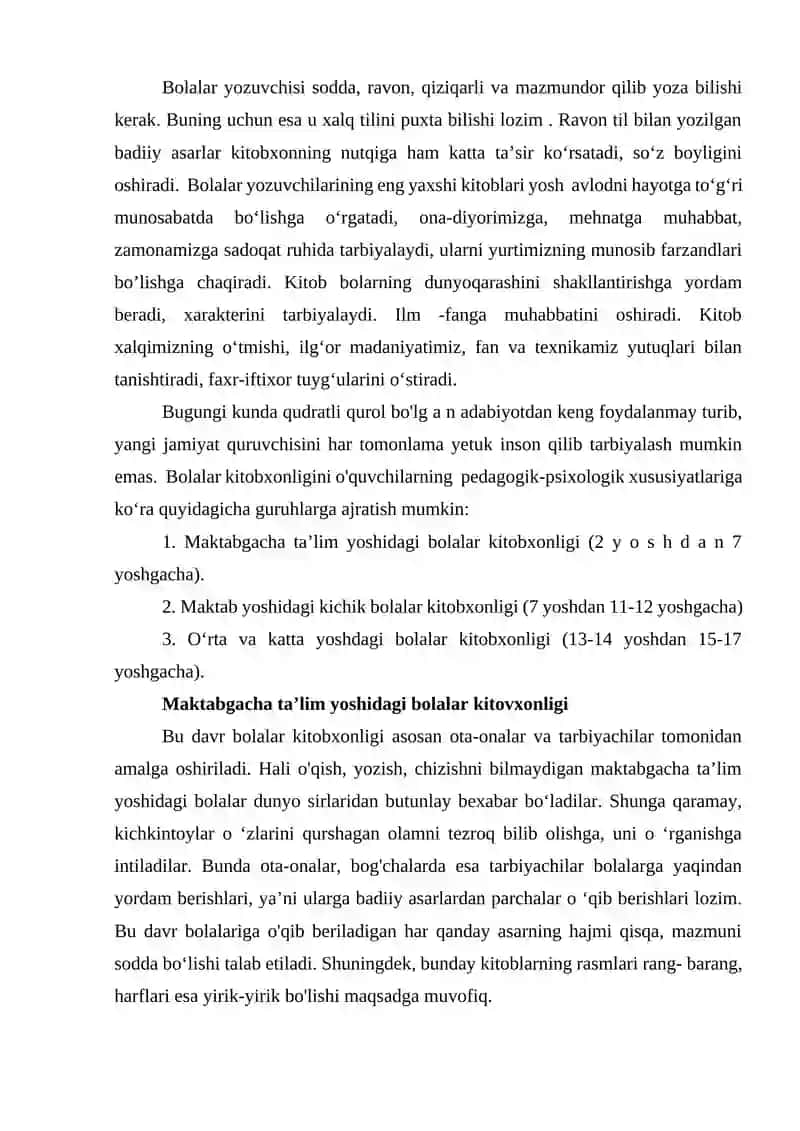 Bolalar adabiyoti fani va vazifalari 2
