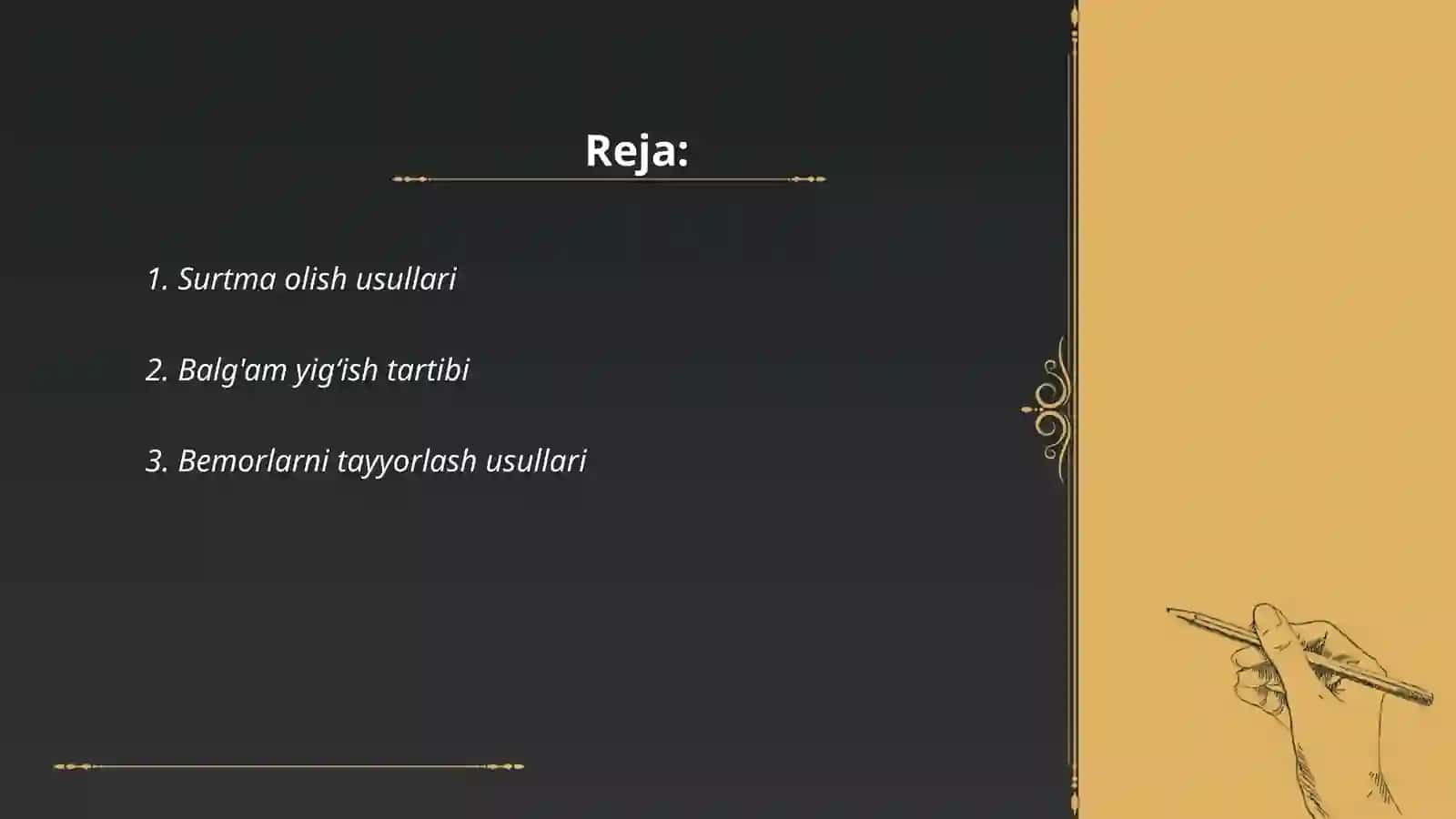 Labarator tekshiruvlarga bemorlardan surtma olish va balg'am yig'ish kónikmalari 2