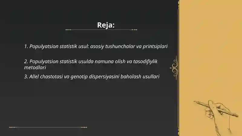 Populyatsion statistik usul va sitogenetik usul 2