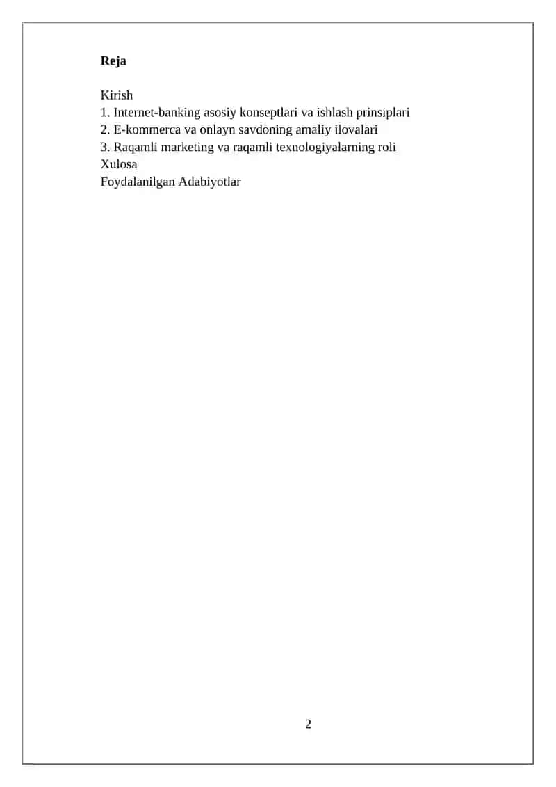 INTERNET-BANKING, INTERNET-SAVDO, INTERNET-SUG‘URTA, INTERNET-MARKETING 2