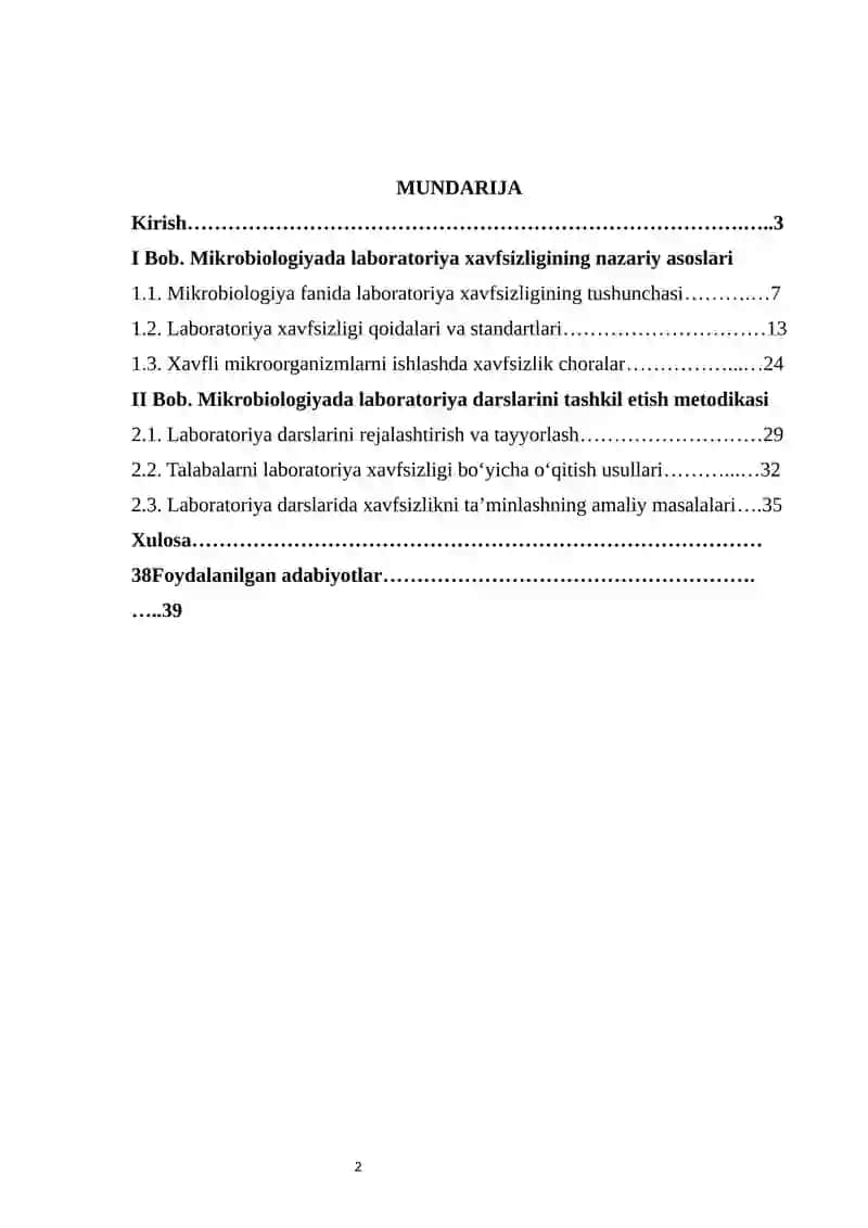 Mikrobiologiyada laboratoriya xavfsizligi bo‘yicha darslarni tashkil etish metodikasi 2
