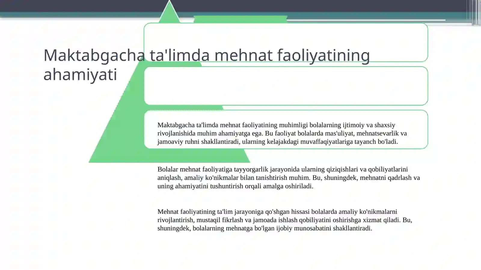 Maktabgacha ta'limda mehnat faoliyatining muhimligi 2