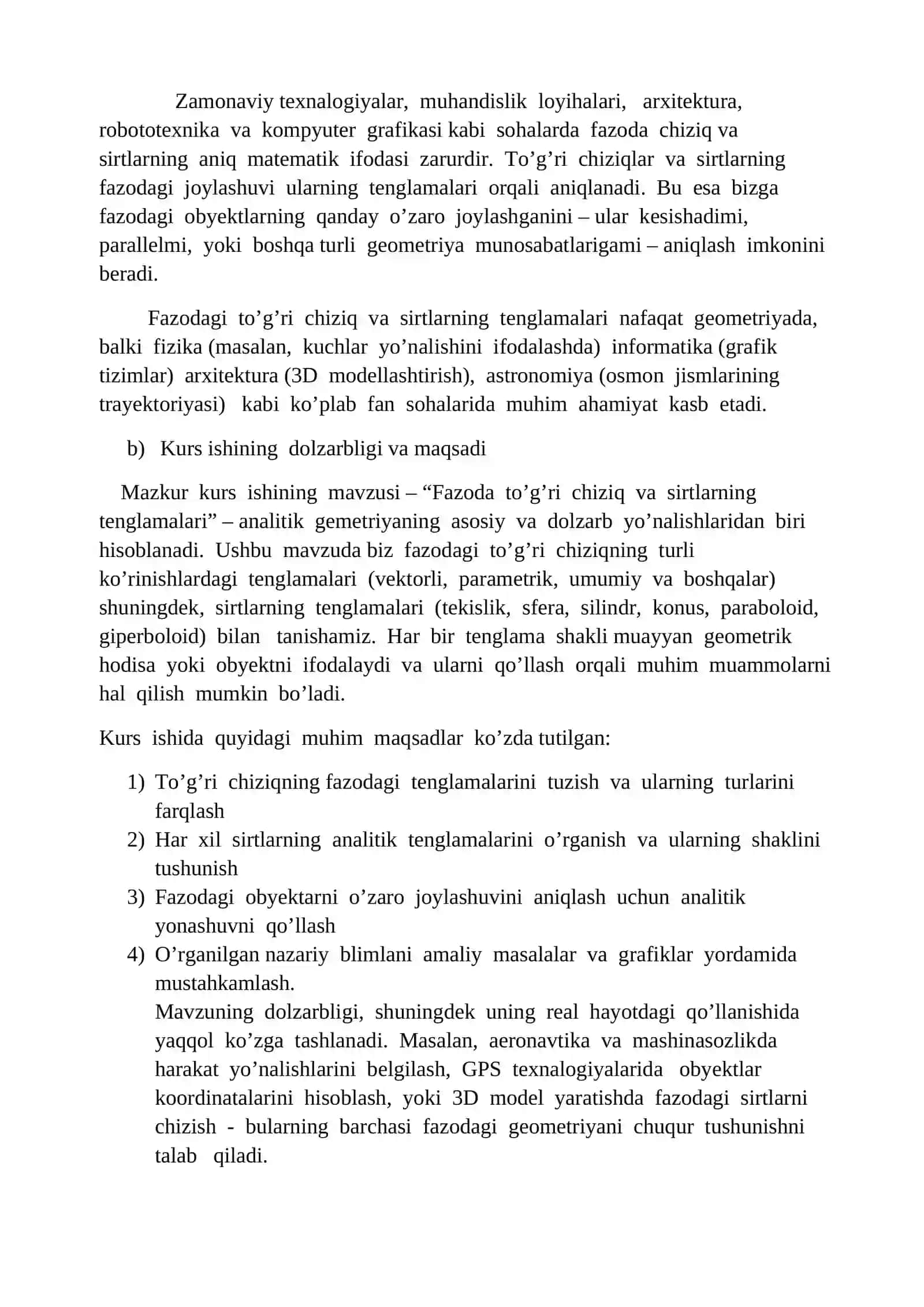 Fazoda to’g’ri chiziq va sirtlarning tenglamalari. 2