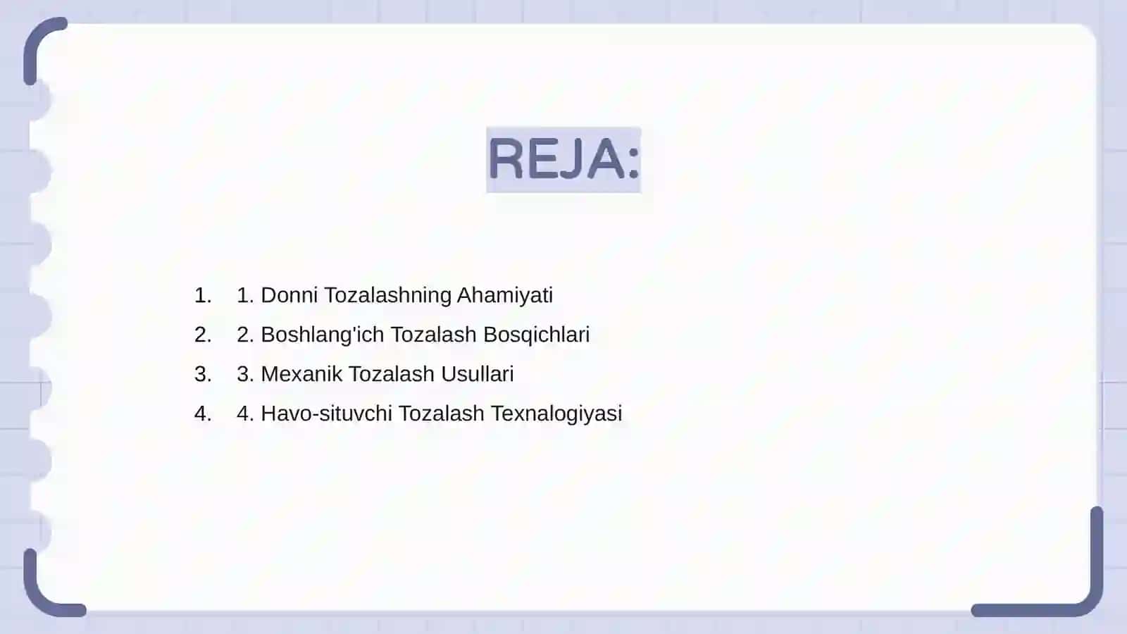 Donni tozalash va yanchishga tayyorlash texnalogiyasi 2