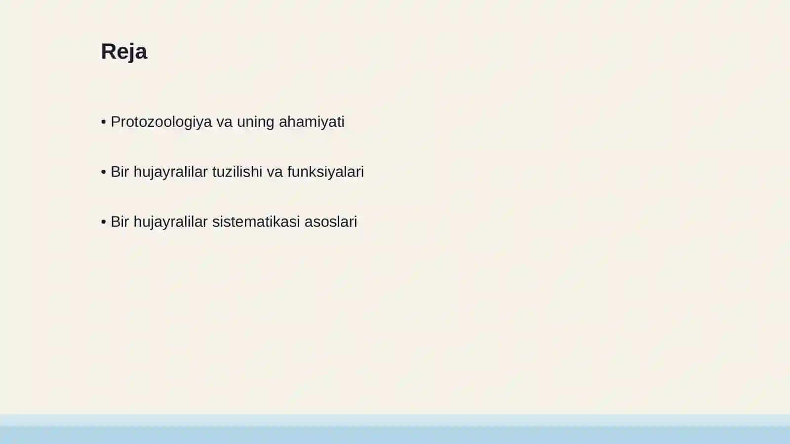 Protozoologiya. Bir hujayralilar tuzilishi va funksiyalari. Bir hujayralilar sistematikasi 2