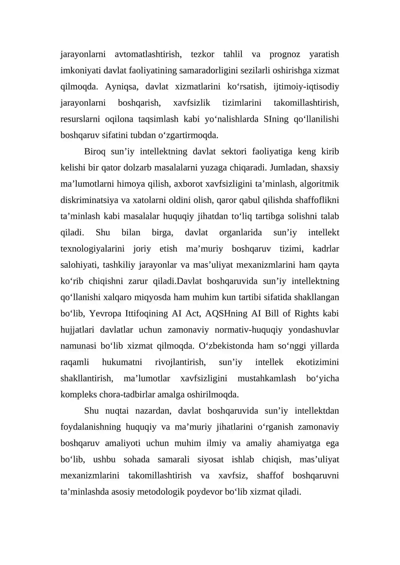Davlat boshqaruvida sun’iy intellektdan foydalanishning huquqiy va ma’muriy jihatlari 2