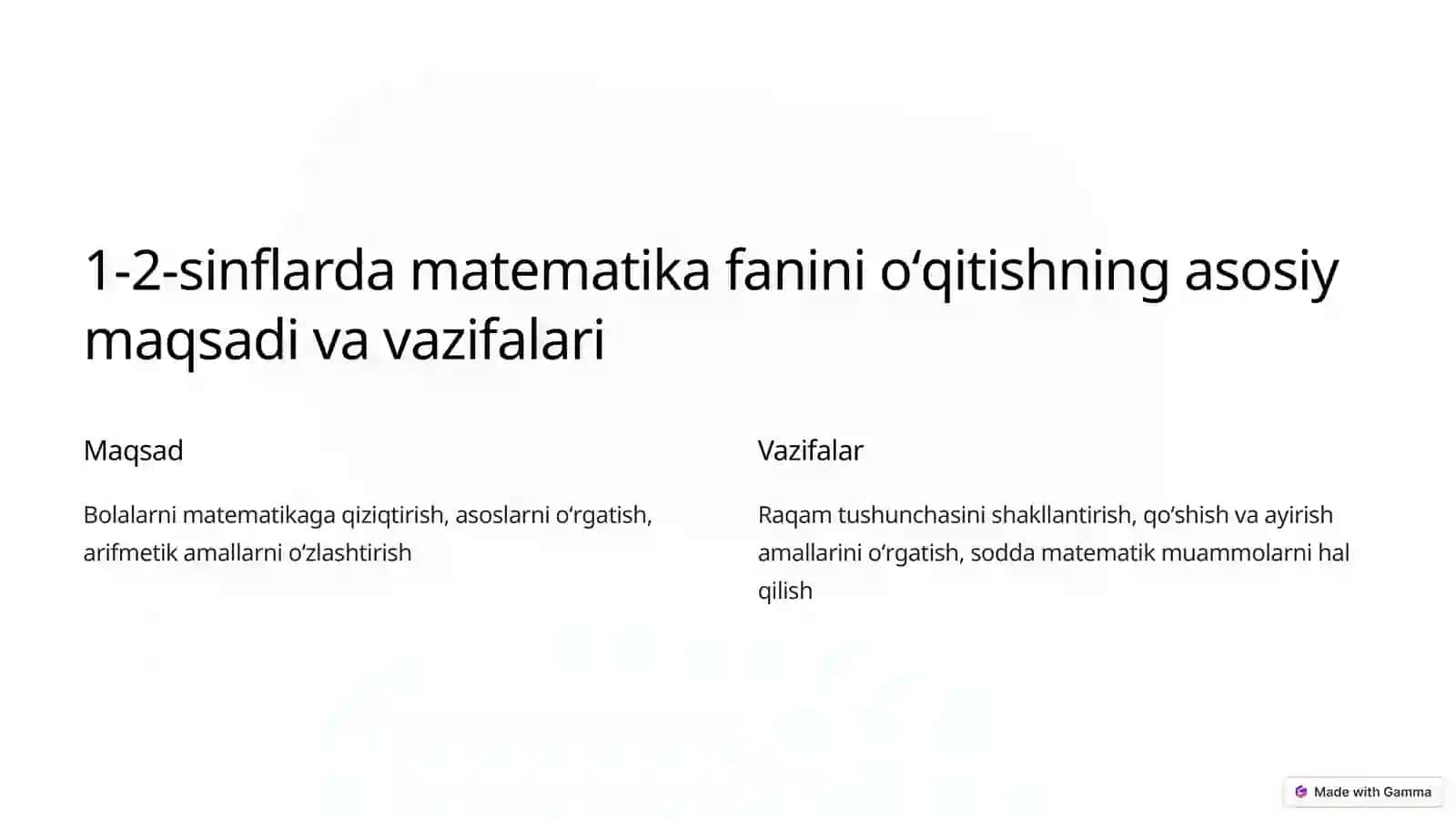 Boshlang’ich sinflarda og’zaki hisoblashga o’rgatish metodikasi 2