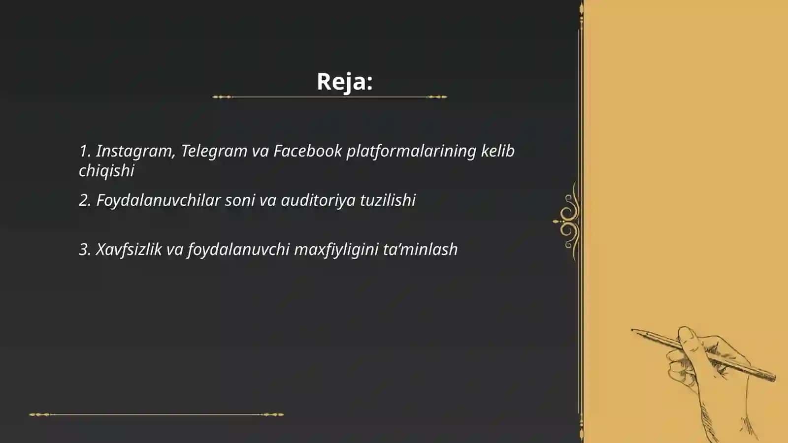 Instagram, Telegram va Facebook tushunchalari va ularning qiyosiy taxlili 2