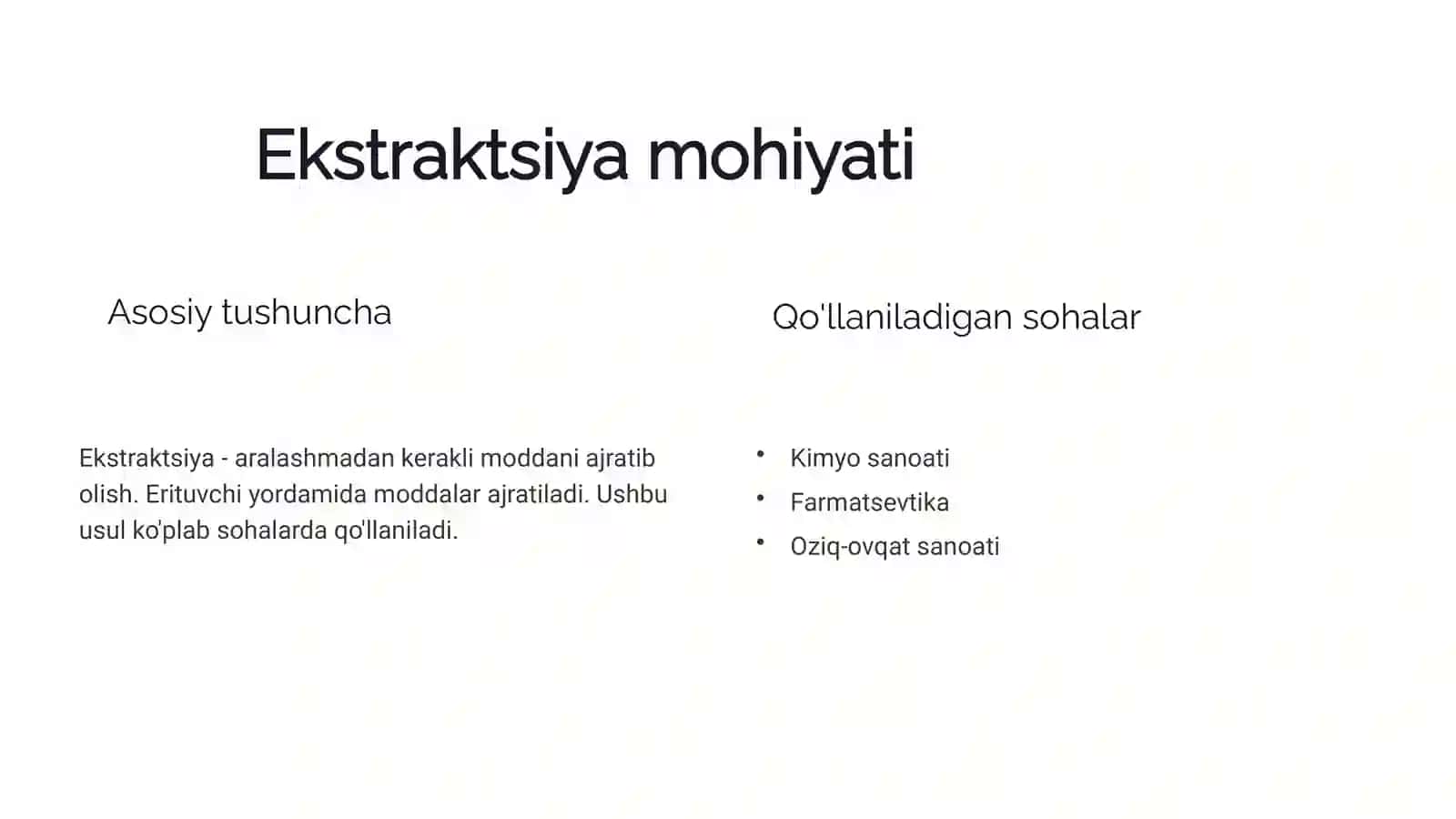Suyuq organik moddalarni tozalash usuli - Ekstraktsiya 2