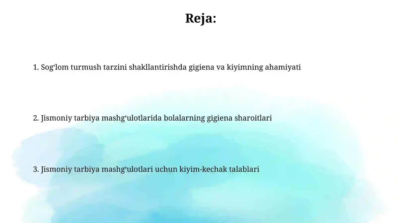 Jismoniy tarbiya faoliyatlarida gigenik sharoitlarga va bolalarni kiyimlariga qoʻyiladigantalablar 2