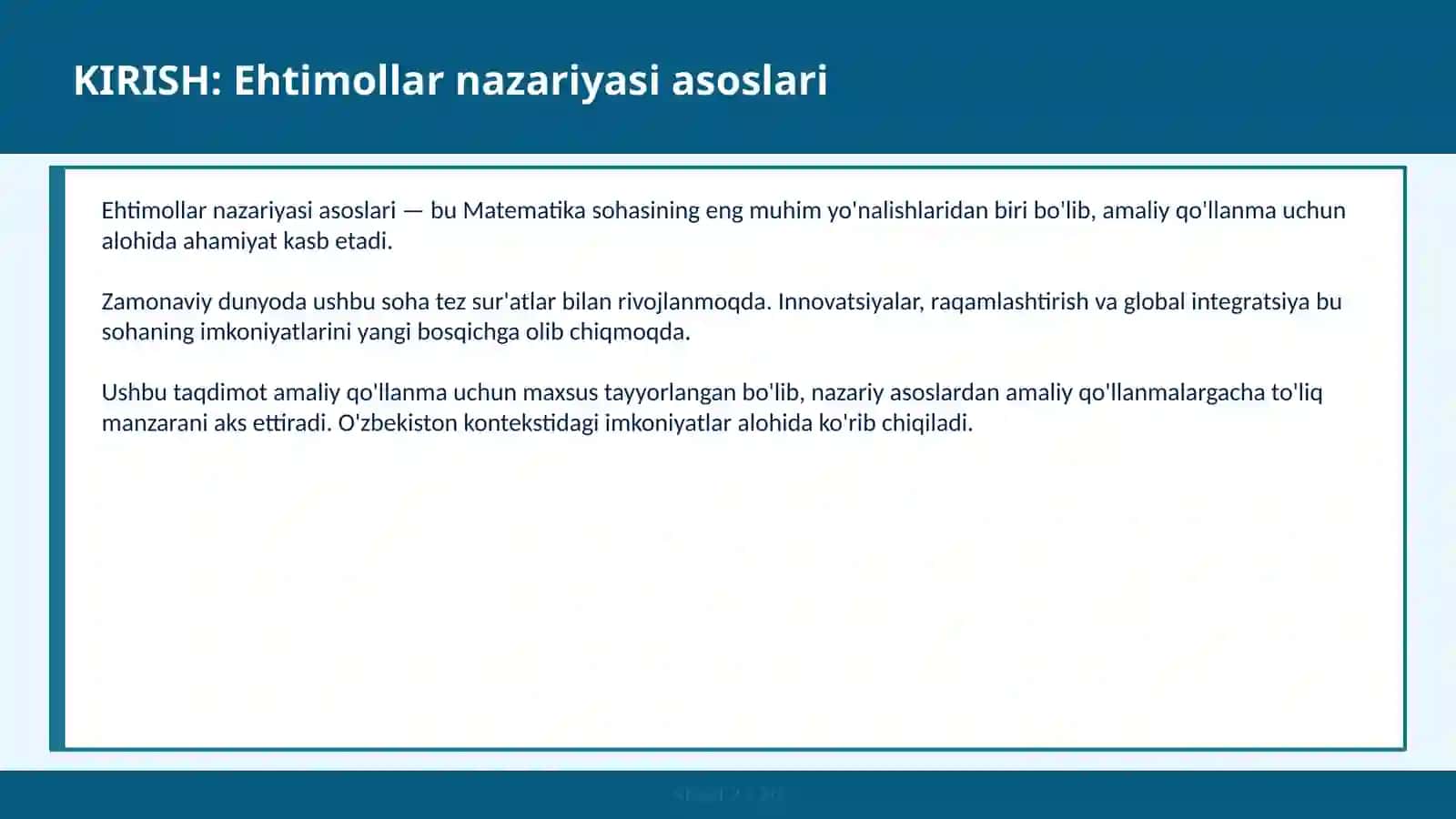 Ehtimollar nazariyasi asoslari 2