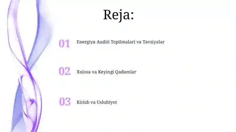 Energiya Auditi Topilmalari va Tavsiyalar 2