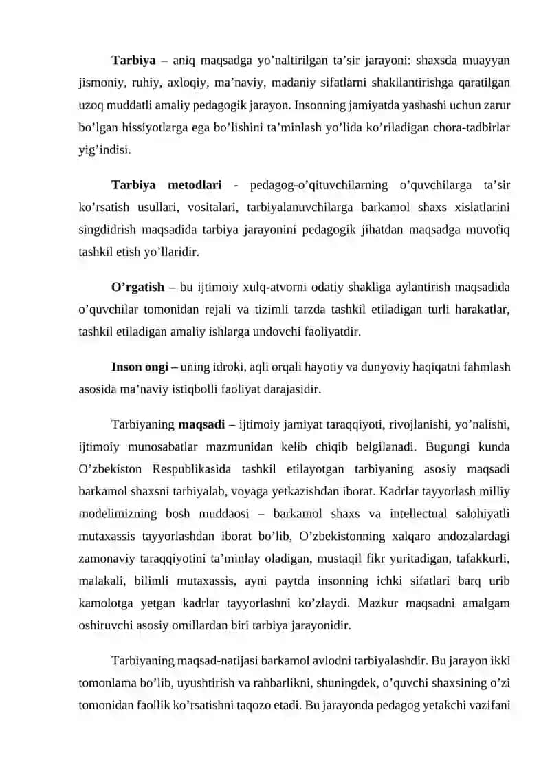 Tarbiya jarayoni samaradorligi 2