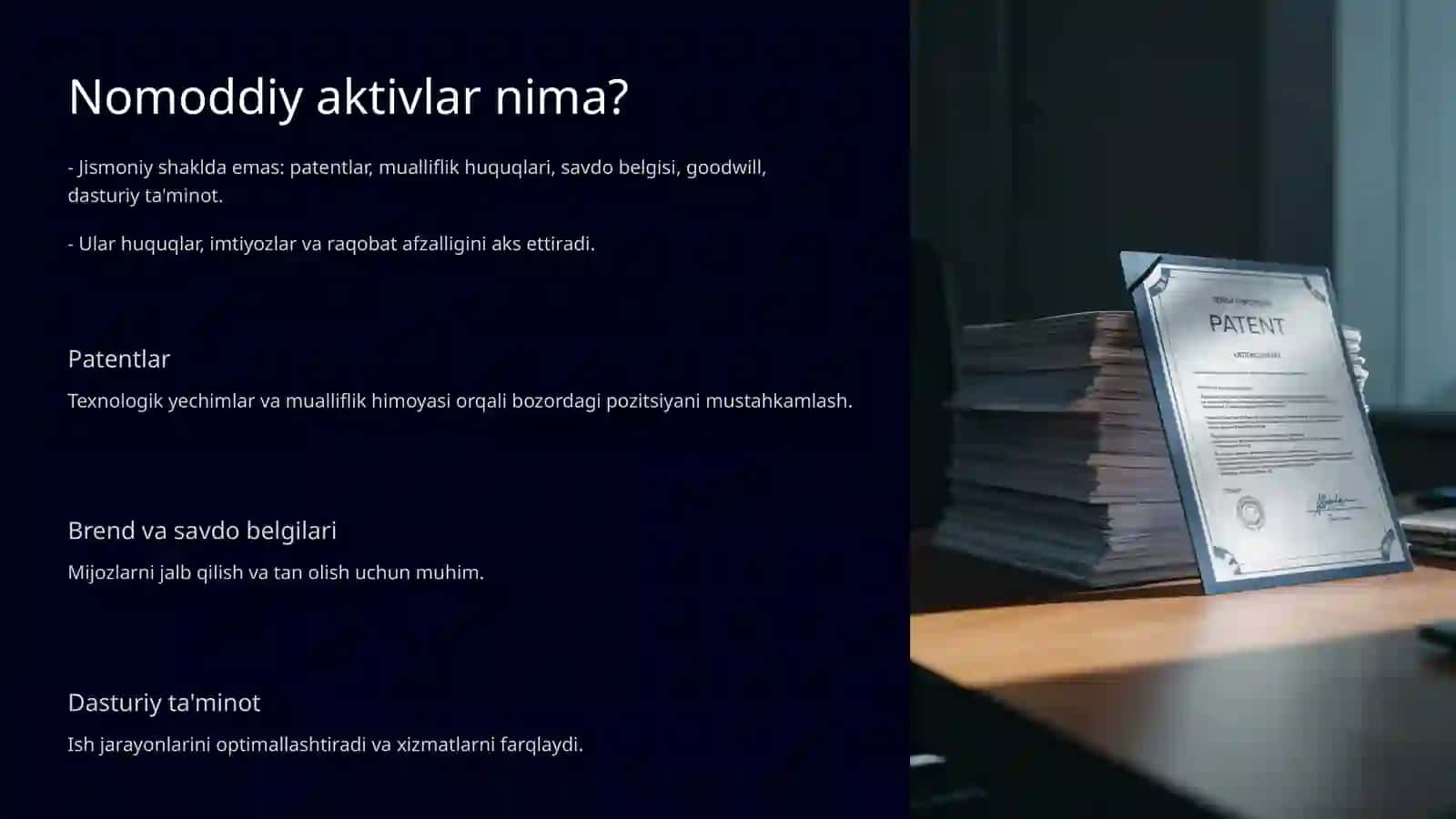 Nomoddiy aktivlar: Biznes qiymatini ko'taruvchi ko'rinmas kuch 2