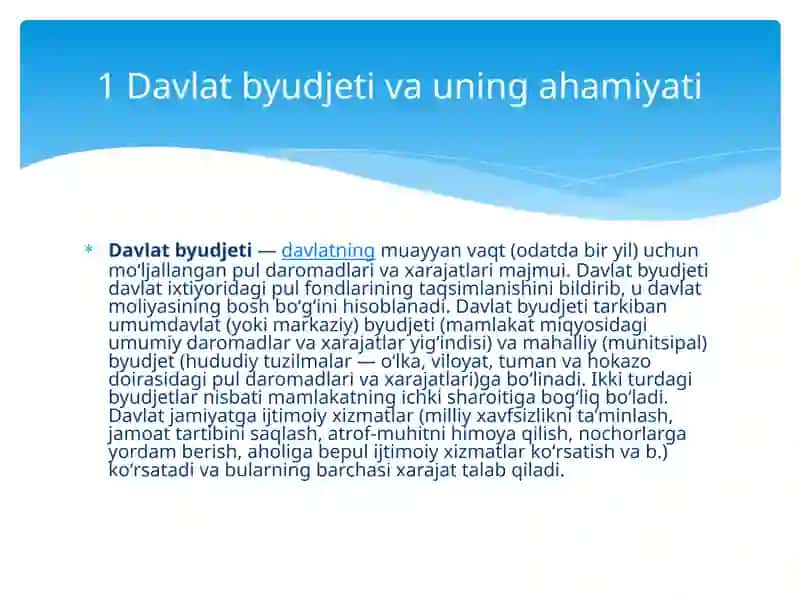 Davlat byudjeti daromadlarini shakllantirishda soliqlarning tutgan o‘rni va ahamiyati 2