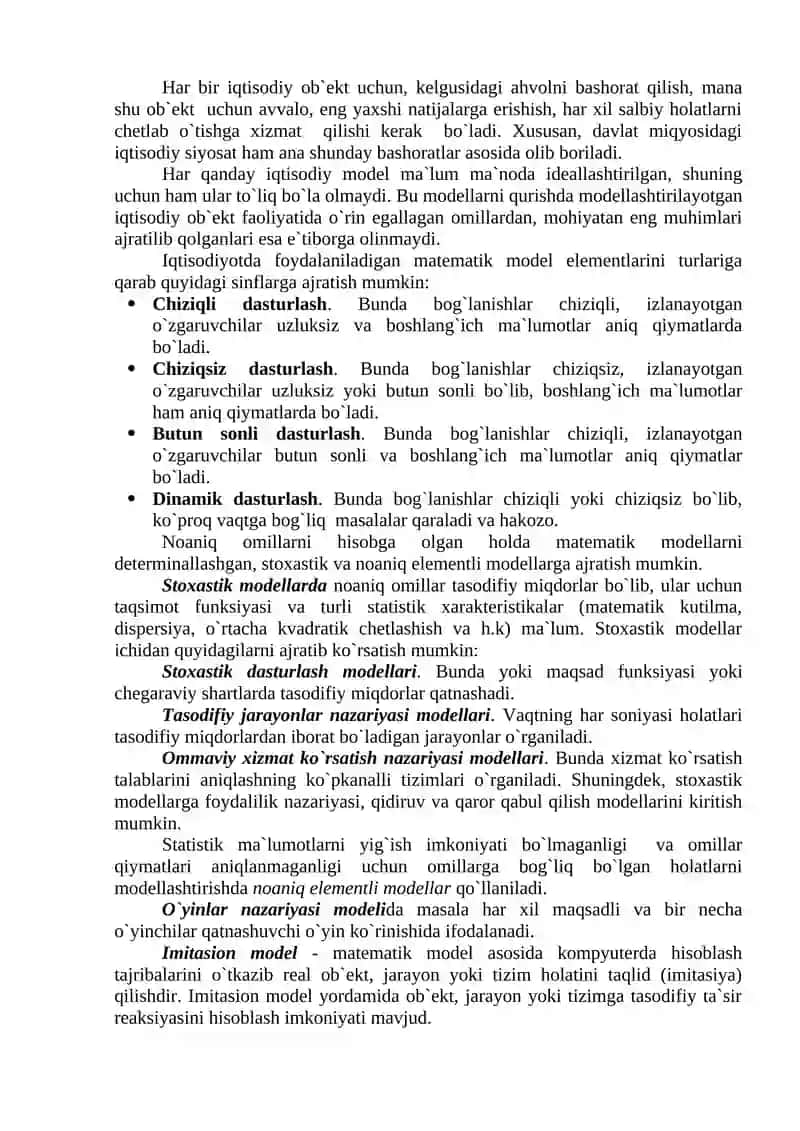 Matematik modellashtirish asoslari 2
