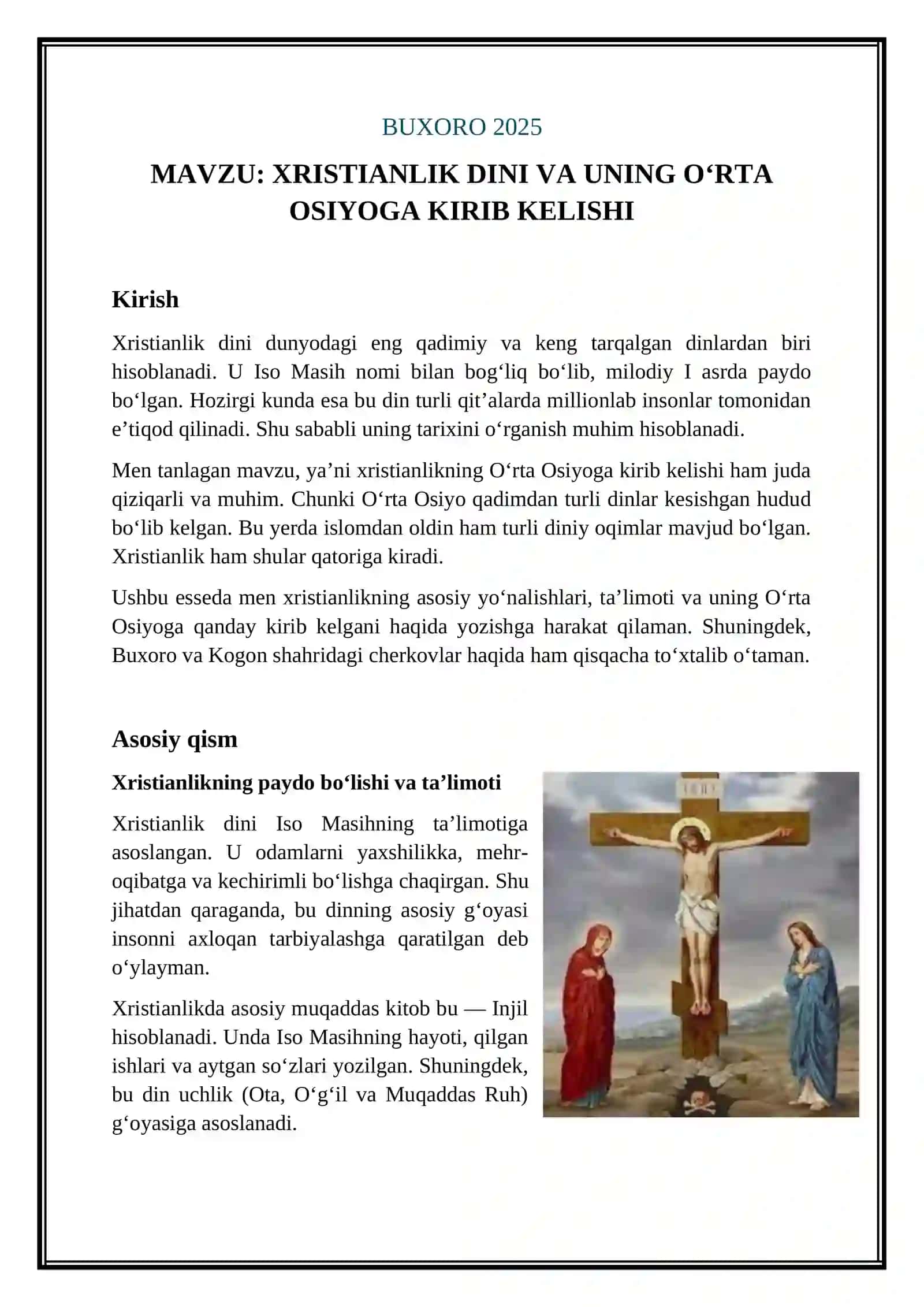 Xristianlik dini va uning o‘rta Osiyoga kirib kelishi 2