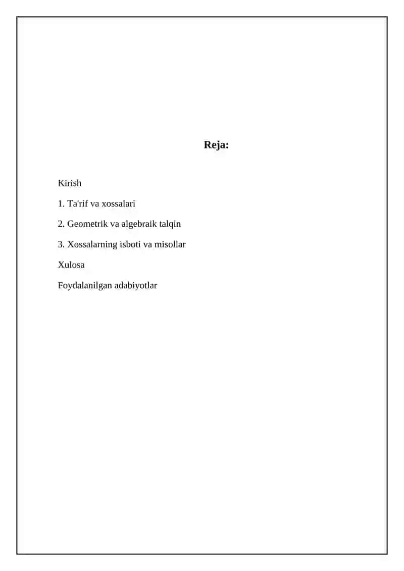 Fazoviy vektorlar algebra kursi 2