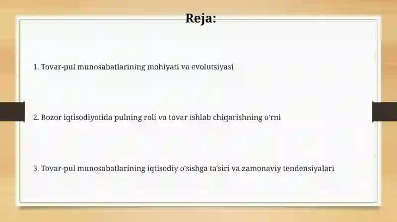Tovar-pul munosabatlarining evolyutsiyasi 2