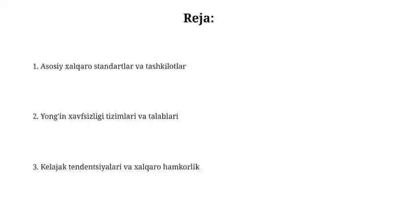Yongʻinxavfsizligi boʻyicha xalqaro standartlar va talablar 2